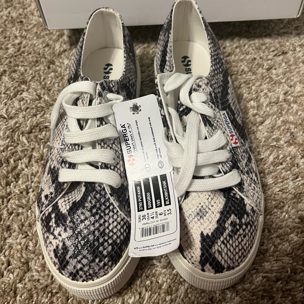 Snake skin Superga platform shoes